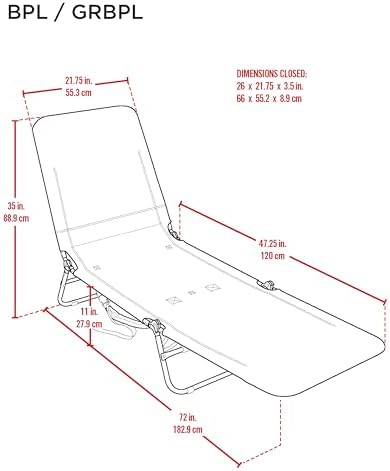 Rio Beach Portable Lay Flat Folding Backpack Beach Lounge Chair with Backpack Straps and Storage Pouch, Blue Stripe