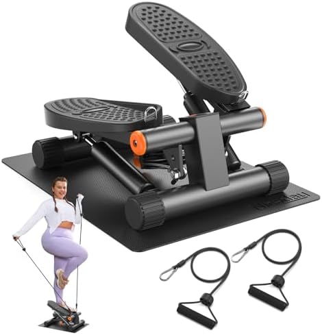 Niceday Steppers for Exercise, Mini Stair Stepper with Resistance Bands at Home Workout Equipment with 300LBS Loading Capacity, Hydraulic Fitness Stepper with LCD Monitor