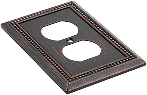 Henne Bery Sunken Pearls Heavy Duty Decorative Wall Plate Switch Plate Outlet Cover (Single Duplex, 3 Pack, Aged Bronze)