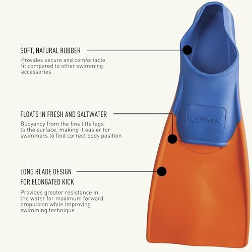 FINIS Long Floating Swim Fins - Training Fins for All Ages - Improves Kick Technique & Body Position