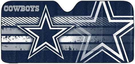 Fanmats NFL Windshield Sun Auto Shade, Sun Shield Sun Visor Accordion tri-fold for Storage 59" x 29.5", Colorful Team Design