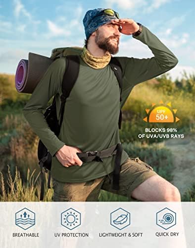 Roadbox Mens UPF 50+ UV Sun Protection Shirts Outdoor Long Sleeve SPF Rash Guard for Fishing Hiking Swimming Running