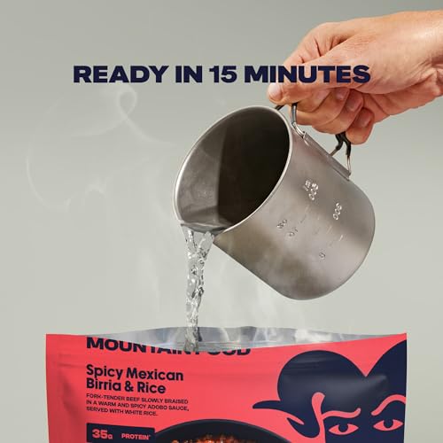 BIGHORN Mountain Food Spicy Mexican Birria and Rice - freeze dried meals for backpacking food - dehydrated camping food for backpacking meal - just add water - great taste - 2 servings