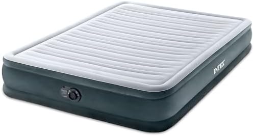 Intex Mid-Rise Air Mattress Bed with Built-in Pump, Dura-Beam Deluxe Comfort Plush, Queen - Portable Luxury Travel Airbed for Adults, Camping, Guests