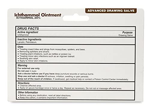 GLOBE Ichthammol Ointment 20% (Drawing Salve) 1 OZ - Soothing Skin Relief, Treatment of Eczema, Acne, Boils, Splinters, Bee Stings - Maximum Strength