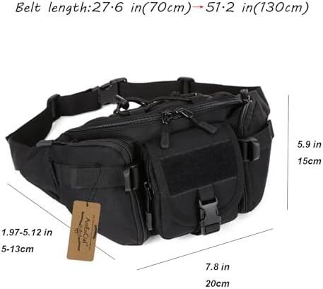 ArcEnCiel Tactical Fanny Pack for Men Waist Bag Hip Belt Outdoor Hiking Fishing Bumbag with Patch