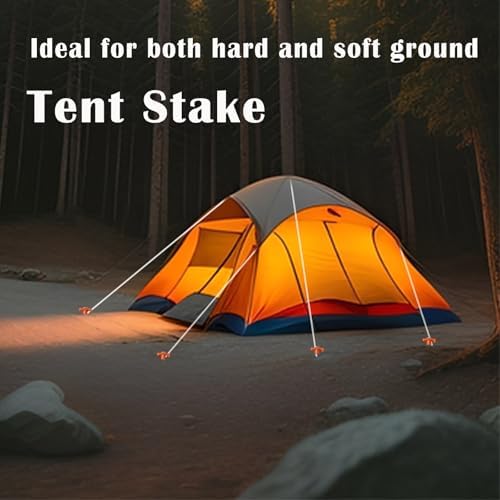 20 Pack Tent Stakes - 10 Inch Galvanized Non-Rust Ground Stakes Heavy Duty Canopy Anchors Metal Tent Pegs for Camping, Garden, Hiking, Orange