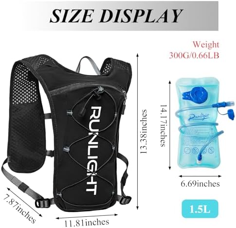 Running Vest for Women Men Lightweight Hydration Backpack Pack with 1.5L Water Bladder Bag Hydro Daypack for Hiking,Trail,Skiing,Camping,Cycling,Race,Marathon