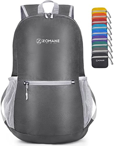 ZOMAKE Ultra Lightweight Hiking Backpack 20L, Packable Small Backpacks Water Resistant Daypack for Women Men(Medium Grey)