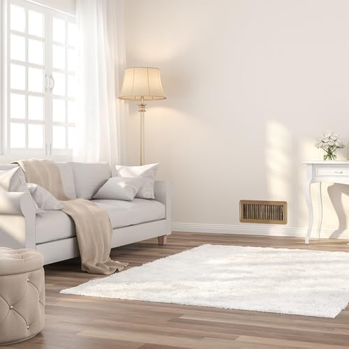 Floor Register 6 x 12 Inch 2 Pack, Floor Vent Covers for Home Floor, Sidewall, Premium Finish Air Vent Cover with Easy Adjust Air Supply Lever, Brown