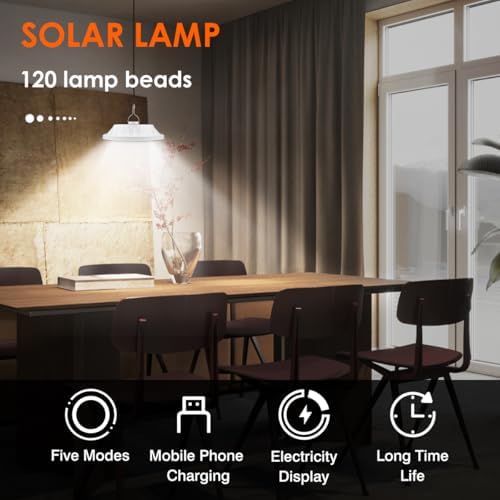 USB Solar Camping Light Remote Tent Light 2 Pack - 4000LM Portable LED Rechargeable Camping Lantern Hanging IPX4 Waterproof Emergency Light for Camping, Hiking, Power Failure, Hurricane (120 LEDs)