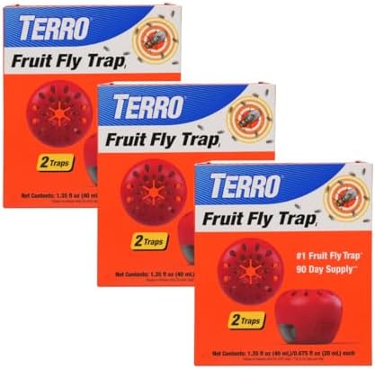 Terro Fruit Fly Traps for Indoors (6 Pack) + 270 Days of Lure Supply