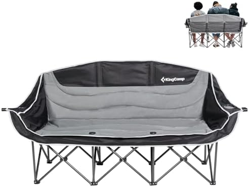 KingCamp Double Camping Chair, Oversized Heavy Duty Loveseat for Adults Portable Folding XL 2 Person Couch Padded Comfortable Two Seat with Cup Holder for Outdoor Lawn Backyard