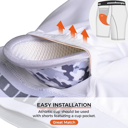 COOLOMG Youth Boys Compression Shorts with Protective Cup Sliding Underwear for Baseball Football Lacrosse Hockey