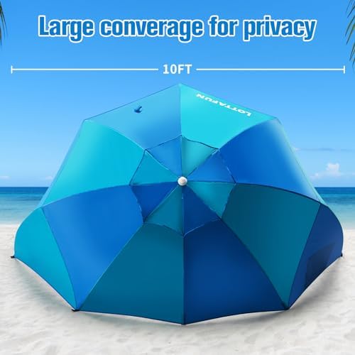 Beach Shelter Umbrella Premiere UPF 50+ Umbrella Shelter for Sun and Rain Protection for Adult (10-Foot, Blue Green)