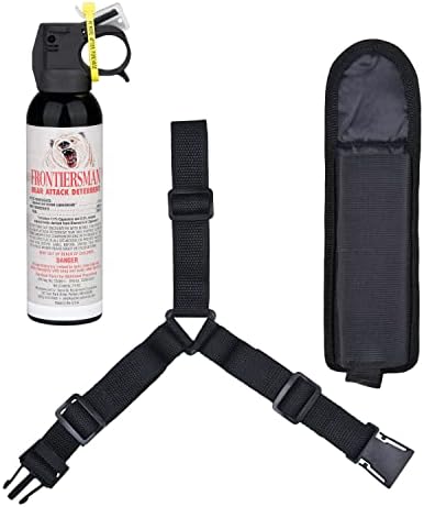 SABRE Frontiersman 7.9 fl oz. Bear Spray, Maximum Strength 2.0% Major Capsaicinoids, Powerful 30 ft. Range Bear Deterrent, Outdoor Camping & Hiking Protection, Quick Draw Holster & Multipack Options