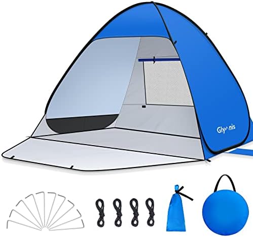 Pop Up Beach Tent Beach Shade Tent for 1-4 Persons Sun Shelter UPF 50+ Enclose Zipper Door Portable Easy Up Beach Tent
