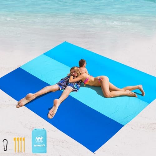 Beach Blanket Waterproof Sandproof Beach Mat 79" X 83" /10'x9'for 2-8 Adults Quick Drying Outdoor Picnic Mat Beach Accessories for Travel, Camping, Hiking