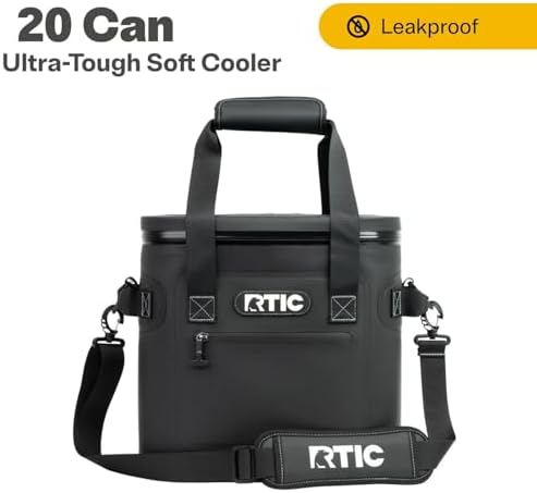 RTIC Ultra-Tough Soft Cooler 20 Can, Insulated Bag Portable Ice Chest Box for Lunch, Beach, Drink, Beverage, Travel, Camping, Picnic, Car, Trips, Floating Cooler Leak-Proof with Zipper