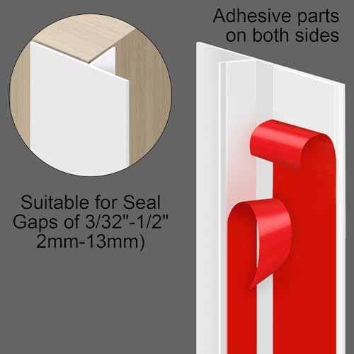 T-Shaped Silicone Seal Strip for Door & Windows, 20Ft Weatherproof Draft Stopper, Gap Seal for Door Sides (White)