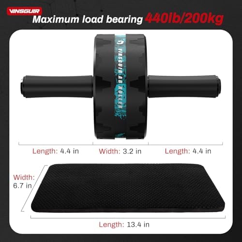 VINSGUIR Ab Roller Wheel, Abs & Core Workout Equipment for Home Gym with Knee Pad Accessories, Abdominal Wheel for Full-body Strength Training