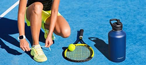 CIVAGO Gallon Insulated Water Bottle Jug with Straw, 128 oz Large Stainless Steel Water Flask, Big Metal Thermal Mug with 3 Lids for Sports, Travel, Gym, and Camping, Black