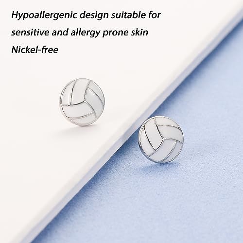 SmileBelle Sterling Silver Sports Earrings, Hypoallergenic Volleyball Earrings, Soccer, Basketball Jewelry Baseball Golf Stud for Women Mom as Sports Fan Senior Night Gift Teen Stuff Accessories