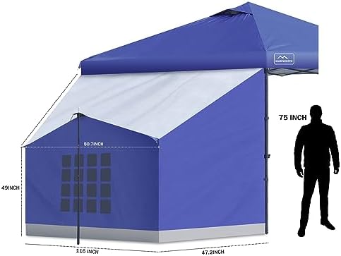 KAMPKEEPER Side Tent,Camping Tent for 10' x 10' Pop Up Canopy, Easy Set Up Gazebo,Compatible with 10' Wide Canopy Tents(Blue)