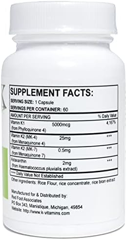 30.5 milligrams of Ks, 2 milligrams Astaxanthin
