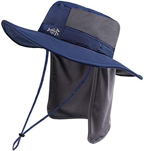 BASSDASH UPF 50+ Sun Fishing Hat Water Resistant with Detachable Neck Flap