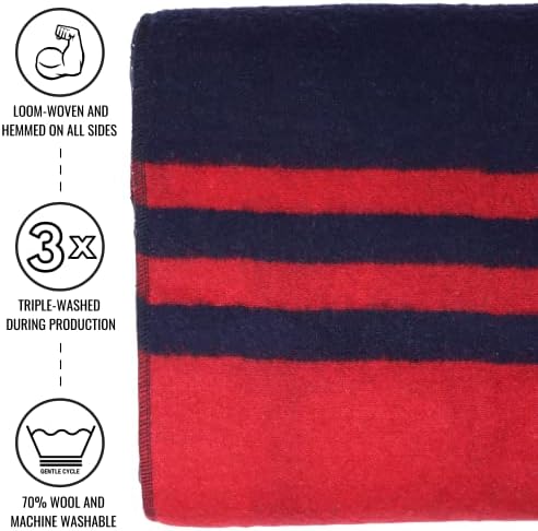Arcturus Patterned Wool Blankets - 4.5lbs Warm, Heavy, Washable, Large | Great for Camping, Outdoors, Sporting Events, or Survival & Emergency Kits