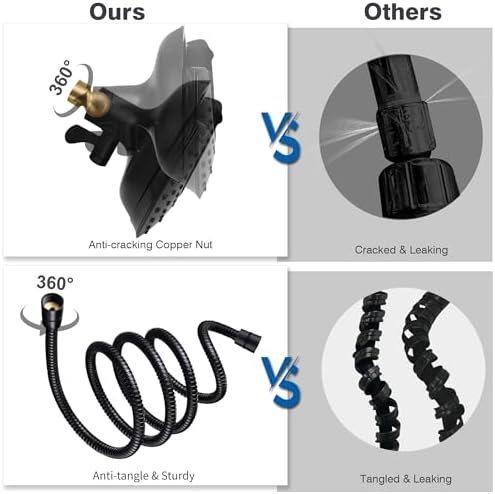 Shower Heads with Handheld Spray Combo: 7.2" Rain Shower Head & Handheld Shower Head 2-IN-1 Shower Head with 60" Hose (BLACK), Shower Trim Systems