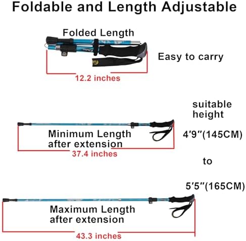 Walking Stick - Collapsible Trekking Pole for Men and Women,7075 Aluminum Hiking Stick for Seniors