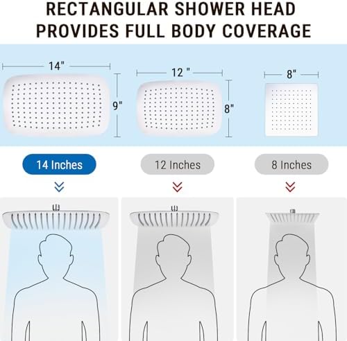 G-Promise All Metal 14 Inch Dual Shower Head with Handheld Combo, Rain Shower Head, Adjustable Extension Arm, Smooth 3-Way Diverter, 71 Inch Extra Long Hose - A Bathroom Upgrade (Chrome)