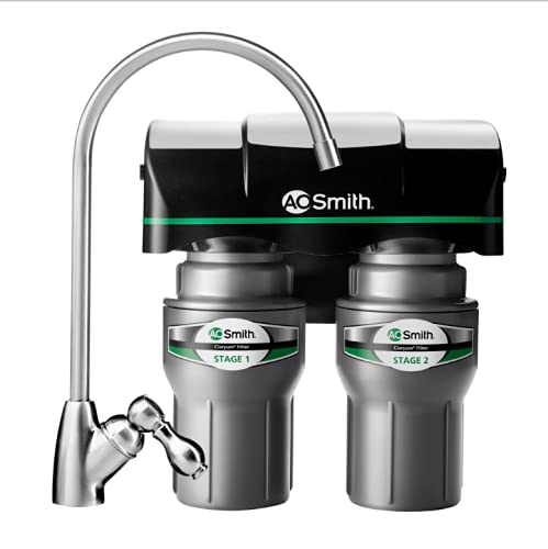 AO Smith Under Sink Water Filter System - Reduces PFAS, Lead, & Chlorine in Drinking Water - Under Counter Claryum Filtration for Kitchen - 2-Stage - AO-US-200