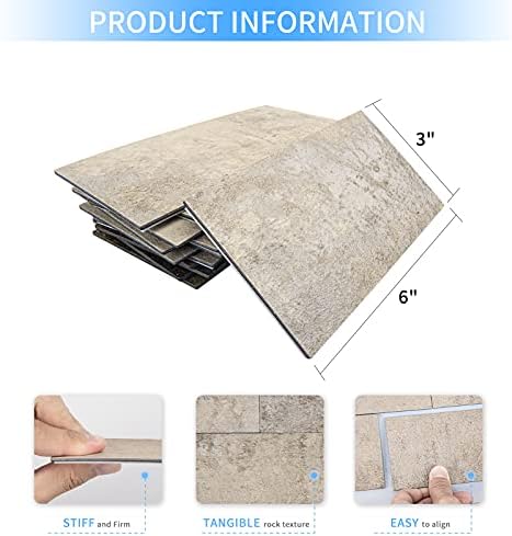 Art3d 102-Piece Peel and Stick Wall Tile for Kitchen Backsplash, Bathroom, Fireplace, 3in. × 6in. Stick on Subway Tile Stone Beige