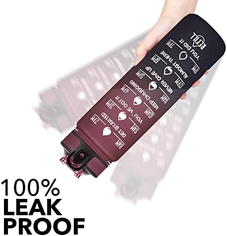 Hyeta 32 oz Water Bottles with Times to Drink and Straw, Motivational Water Bottle with Time Marker, Leakproof, Drinking Sports Water Bottle for Fitness, Gym and Outdoor