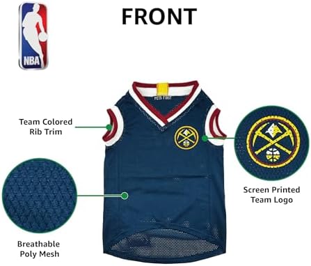 Pets First NBA Denver Nuggets Dog Jersey, Medium- Tank Top Basketball Pet Jersey