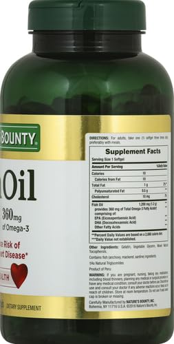 Nature's Bounty Fish Oil Omega 3 Supplements - Supports Heart Health,1200 Mg Fish Oil,Omega-3,200 Softgels,(Pack of 3)