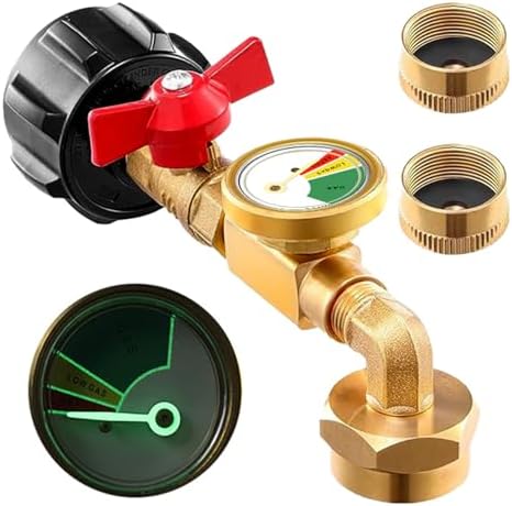 Propane Refill Adapter for 1 Lb. Tanks, 2025 Upgraded Propane Refill Elbow Adapter with Tank Gauge and Valve Control, Propane Adapter 20lb to 1lb Converter fits QCC1 /POL-Type 1 Propane Tank