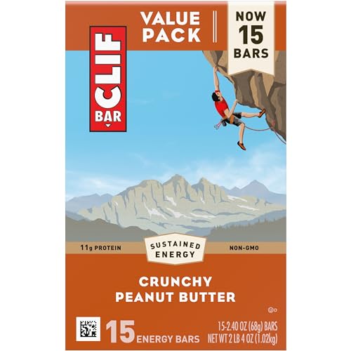CLIF BAR - Protein Bars - Crunchy Peanut Butter - Made with Organic Oats - Energy Bars - Non-GMO (15 Pack)
