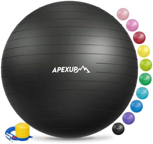 APEXUP Yoga & Pilates Ball - Anti Slip Heavy Duty Gym Ball for Fitness, Balance & Core Workout
