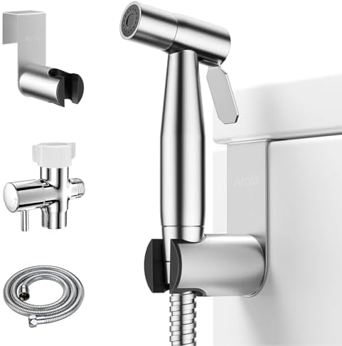 Arofa Handheld Toilet Bidet Sprayer for Toilet-Adjustable Water Pressure Control with Bidet Hose for Feminine Wash, Stainless Steel Brushed Nickel Bidet Faucet Cloth Diaper for Baby Wash