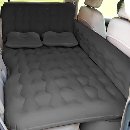ISWEES Car Bed SUV Air Mattress, Car Air Mattress with Electric Pump, 2 Inflatable Pillows and 2 Footrests for Back Seat, Side Seat,Trunk Sleeping, Thickened Camping Bed - Black