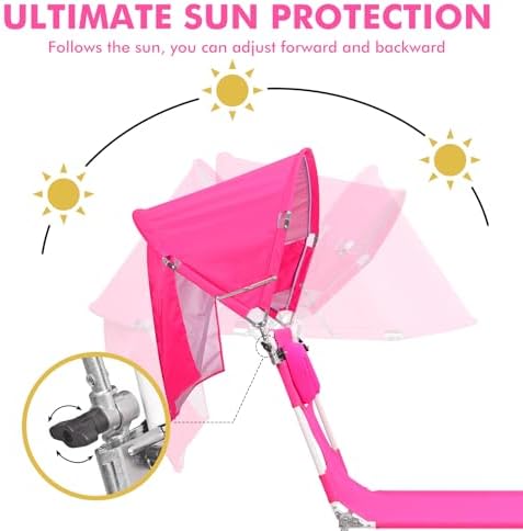 Universal Chair Canopy Umbrella, UPF 50+ Sun Shade with Adjustable Clamp Clip for Beach Chair, Outdoor Camping Chair, Sports Chair, Lawn Chair, Zero Gravity Chair, Wheelchair, Wagon,(Patent Design)