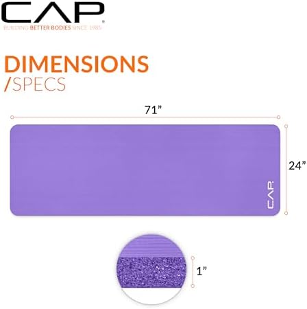 CAP Barbell 1-Inch High Density Exercise Yoga Mat with Strap | Multiple Colors