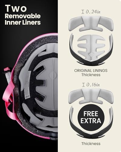 OutdoorMaster Skateboard Cycling Helmet - Two Removable Liners Ventilation Multi-Sport Scooter Roller Skate Inline Skating Rollerblading for Kids, Youth & Adults