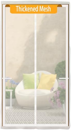 Upgraded Magnetic Screen Door Thicker Fiberglass Mesh,36 Longer Magnets,Screen Door Mesh Magnetic Closure for Single Door,Retractable Magnetic Door Screen,Fit Doors to 32x80 Inch White