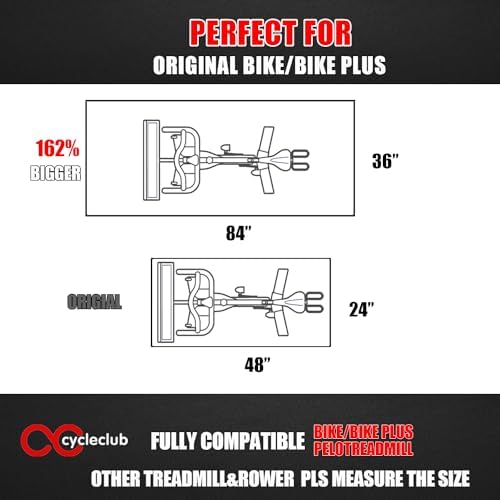 Bike Mat Compatible with Peloton Bike,Elliptical,Treadmill Mat, 6mm Thick, Under Exercise Bike Trainer Pad for Indoor Stationary Spin Bike Gym Equipment Hardwood Floor Carpet Protector