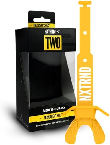 Nxtrnd Two Football Mouth Guard, Football Mouthpiece with Strap, Fits Adult & Youth (Yellow)
